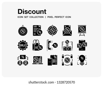 Discount Icons Set. UI Pixel Perfect Well-crafted Vector Thin Line Icons. The illustrations are a vector.