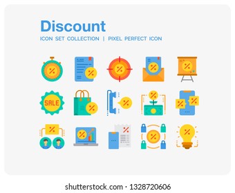 Discount Icons Set. UI Pixel Perfect Well-crafted Vector Thin Line Icons. The illustrations are a vector.
