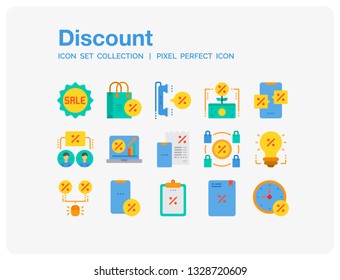Discount Icons Set. UI Pixel Perfect Well-crafted Vector Thin Line Icons. The illustrations are a vector.