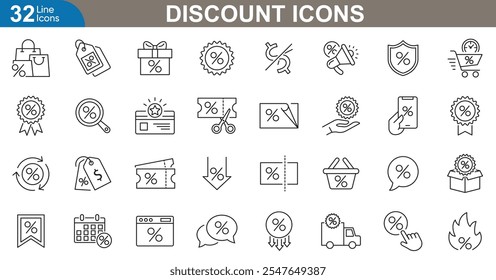 Conjunto de iconos de descuento Ilustración vectorial