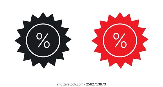 Discount icons set vectors black and colored style