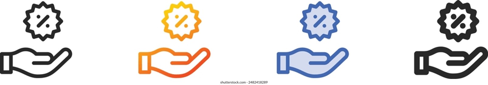 discount icon.Thin Linear, Gradient, Blue Stroke and bold Style Design Isolated On White Background