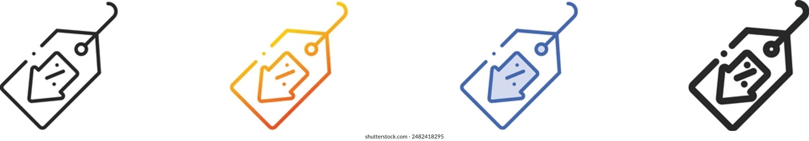 discount icon.Thin Linear, Gradient, Blue Stroke and bold Style Design Isolated On White Background