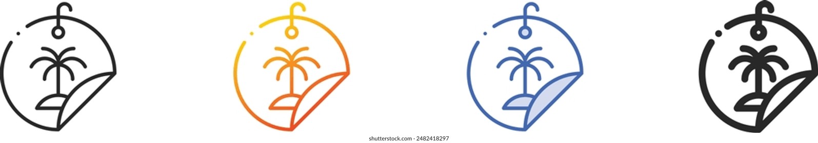Icono de descuento.Diseño lineal delgado, degradado, trazo azul y estilo audaz aislado sobre fondo blanco