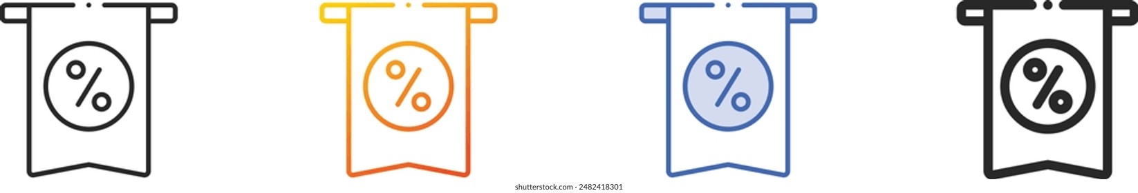discount icon.Thin Linear, Gradient, Blue Stroke and bold Style Design Isolated On White Background