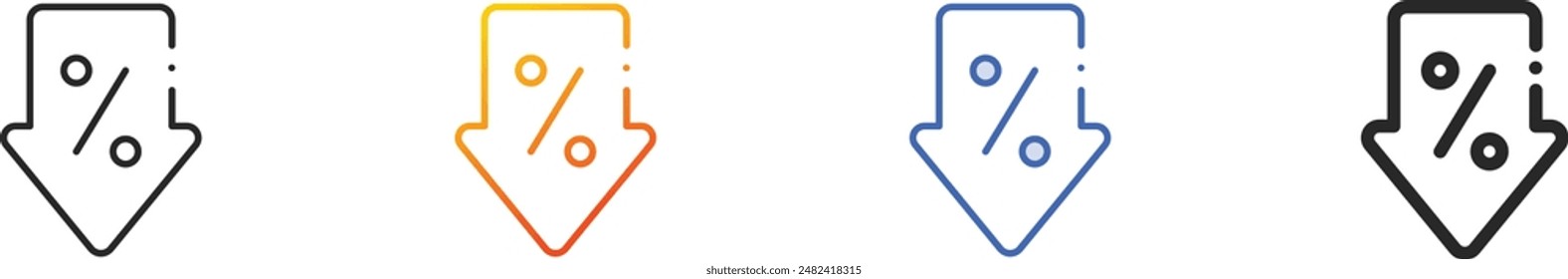 discount icon.Thin Linear, Gradient, Blue Stroke and bold Style Design Isolated On White Background