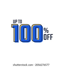 Discount Label up to 100% off Blue Vector Template Design Illustration. Suitable Design for Shop and Sale Banners.