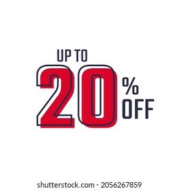 Discount Label up to 20% off Red Vector Template Design Illustration. Suitable Design for Shop and Sale Banners.