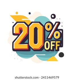 Etiqueta de descuento hasta un 20% de descuento. Signo o icono de precio de venta y descuento. Plantilla de diseño de ventas. Símbolo de compras y bajo precio. Ilustración de diseño de vector