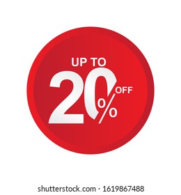 Discount Label up to 20% off Vector Template Design Illustration