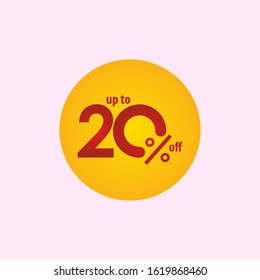 Discount Label up to 20% off Vector Template Design Illustration