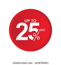 Discount Label up to 25% off Vector Template Design Illustration