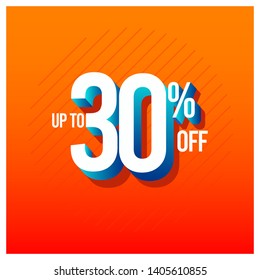 Etiqueta de descuento hasta un 30% de descuento en la ilustración de diseño de plantillas vectoriales