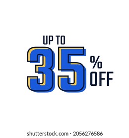 Discount Label up to 35% off Blue Vector Template Design Illustration. Suitable Design for Shop and Sale Banners.