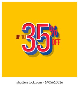Discount Label up to 35% off Vector Template Design Illustration