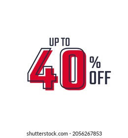 Discount Label up to 40% off Red Vector Template Design Illustration. Suitable Design for Shop and Sale Banners.