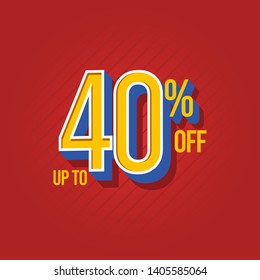 Discount Label up to 40% off Vector Template Design Illustration