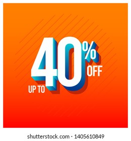 Discount Label up to 40% off Vector Template Design Illustration