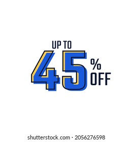 Discount Label up to 45% off Blue Vector Template Design Illustration. Suitable Design for Shop and Sale Banners.