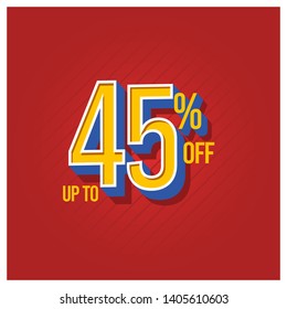 Discount Label up to 45% off Vector Template Design Illustration