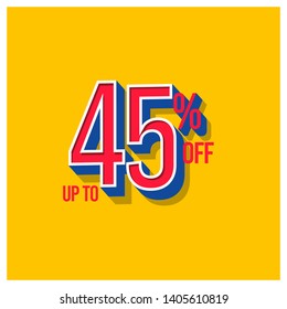 Discount Label up to 45% off Vector Template Design Illustration