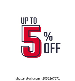 Discount Label up to 5% off Red Vector Template Design Illustration. Suitable Design for Shop and Sale Banners.