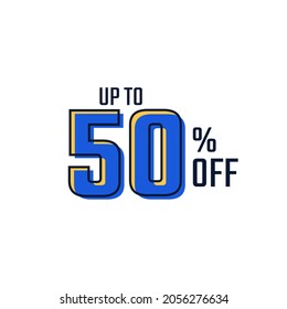 Discount Label up to 50% off Blue Vector Template Design Illustration. Suitable Design for Shop and Sale Banners.