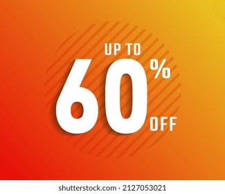 Discount Label up to 60% off Sale and Discount Price Sign or Icon with Shadow. Vector Template Design Illustration