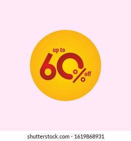 Discount Label up to 60% off Vector Template Design Illustration