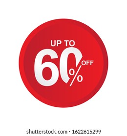 Discount Label up to 60% off Vector Template Design Illustration