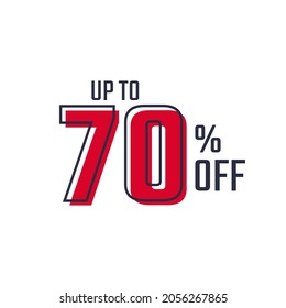 Discount Label up to 70% off Red Vector Template Design Illustration. Suitable Design for Shop and Sale Banners.