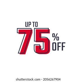 Discount Label up to 75% off Red Vector Template Design Illustration. Suitable Design for Shop and Sale Banners.
