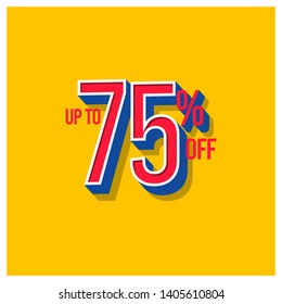 Discount Label up to 75% off Vector Template Design Illustration
