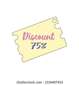 Discount label 75% for a product.