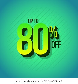 Discount Label up to 80% off Vector Template Design Illustration