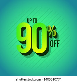 Discount Label up to 90% off Vector Template Design Illustration