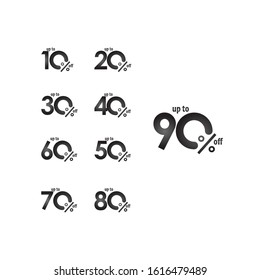 Etiqueta de descuento hasta un 90% de descuento en la ilustración de diseño de plantillas vectoriales