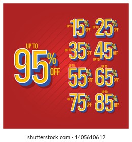 Discount Label up to 95% off Vector Template Design Illustration