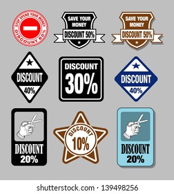 Discount Label / Badges. Nice and smooth vector with alternative colors. Easy to use, because object item is a group.