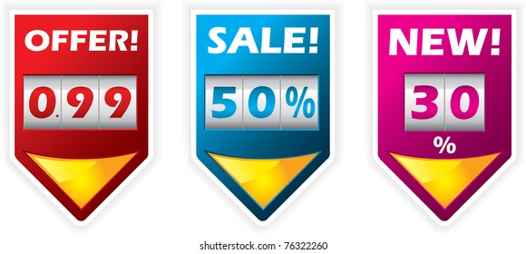 Discount label design set with counter