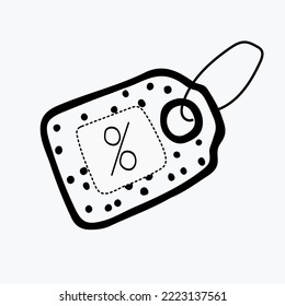 Discount label doodle icon. Vector gift tag.