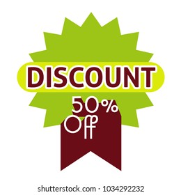 Discount label, flat vector illustration for graphic and web design