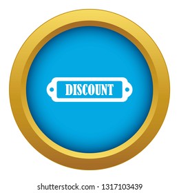 Discount label icon blue vector isolated on white background for any design