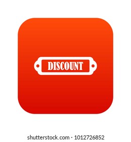 Discount label icon digital red for any design isolated on white vector illustration