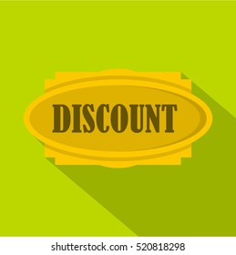 Discount label icon. Flat illustration of discount label vector icon for web isolated on green background