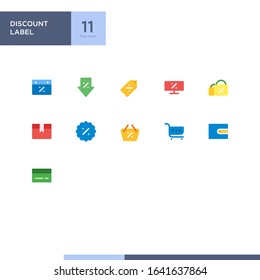Discount label icon pack with flat style