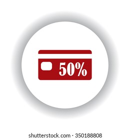 Discount label icon, red isolated white background
