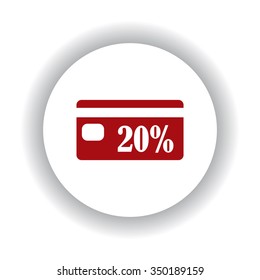 Discount label icon, red isolated white background