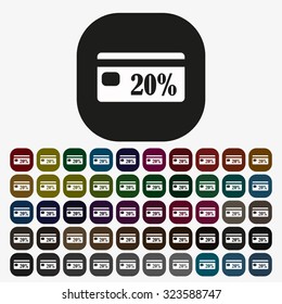 Discount label. icon. vector design, set of colored buttons