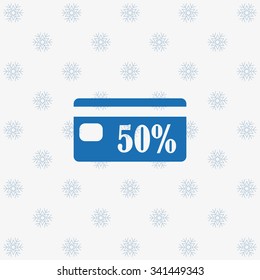 Discount label. icon. vector design background with snowflakes